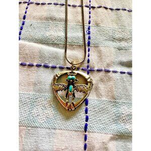 Vintage Thunderbird Turquoise Silver Necklace